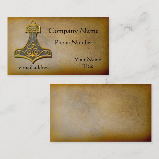 Thors Hammer gold Visitekaartje (Voorkant / Achterkant)