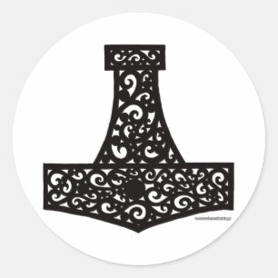 Thors Hammer in Black Ronde Sticker
