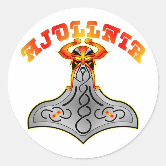Thor's Hammer Mjolnir Ronde Sticker (Voorkant)