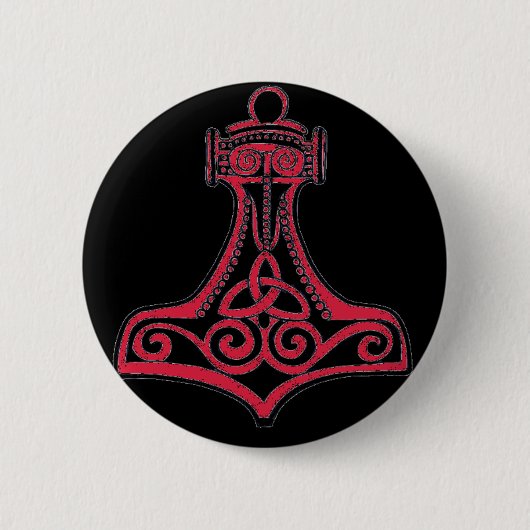 Thors Hammer Red Ronde Button 5,7 Cm (Voorkant)
