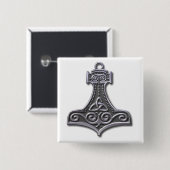 Thor's Hammer-Silver Vierkante Button 5,1 Cm (Voorkant /achterkant)