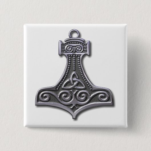 Thor's Hammer-Silver Vierkante Button 5,1 Cm (Voorkant)