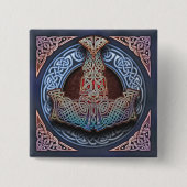 Thors Hammer Square Button (Voorkant)