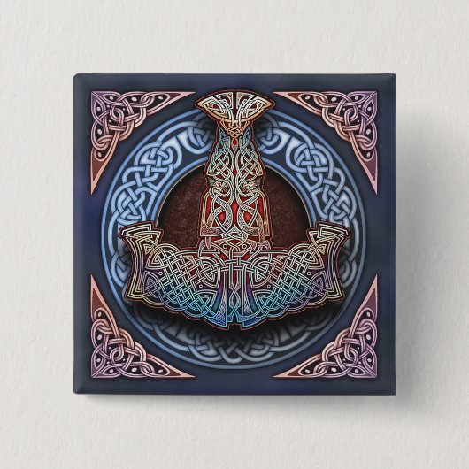 Thors Hammer Square Button (Voorkant)