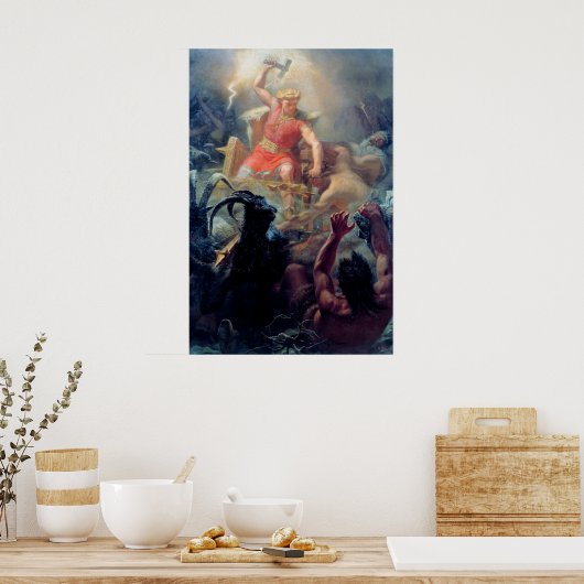 Thors strijd met de Giants Mårten Winge Poster (Keuken)