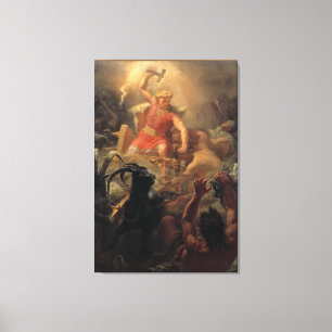Thors strijd met de reuzen canvas afdruk