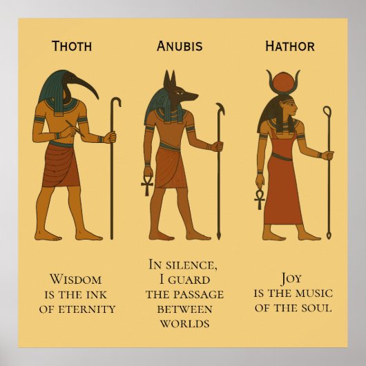 Thoth, Anubis & Hathor - Oude Egyptische Godheid Poster (Voorkant)