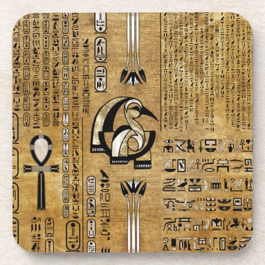 Thoth - Djhuty Egytian God - Gold en Pearl Bier Onderzetter (Voorkant)