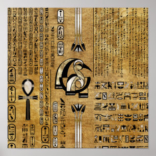 Thoth - Djhuty Egytian God - Gold en Pearl Poster