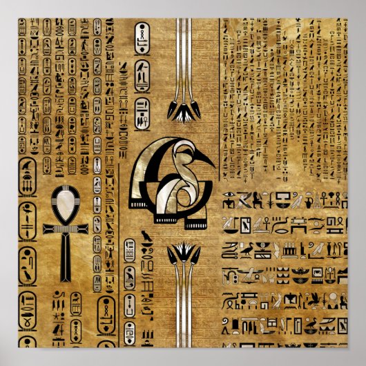 Thoth - Djhuty Egytian God - Gold en Pearl Poster (Voorkant)