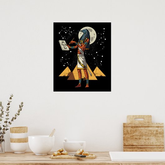 Thoth Egyptian God Ancient Pyramids Mythology Poster (Keuken)