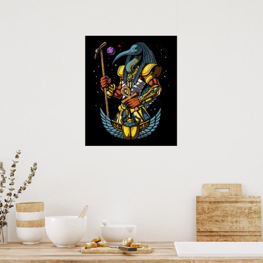 Thoth Egyptian God Ankh Scarab Ancient Symbol Poster (Keuken)