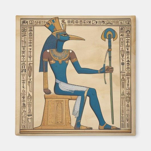 Thoth, Egyptische God. Smaragdgroene tabletten. Magneet (Voorkant)