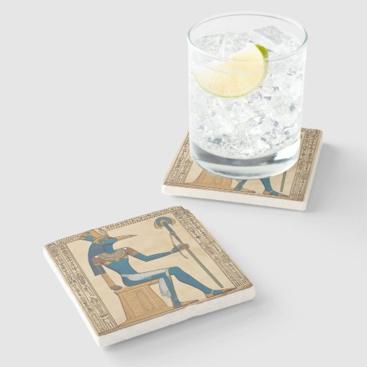 Thoth, Egyptische God. Smaragdgroene tabletten. Stenen Onderzetter (Zijkant)
