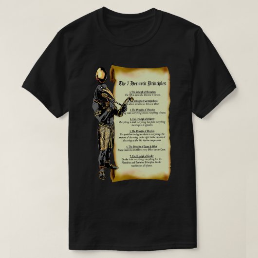 Thoth en The 7 Hermetic Principles Egyptian and G T-shirt (Design voorkant)