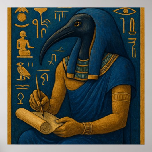 Thoth God Poster – Oude Egyptische Wijsheidskunst (Voorkant)