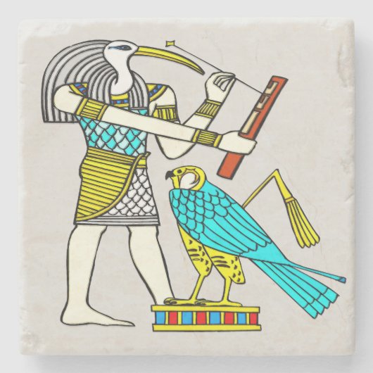 Thoth Traditioneel Egyptisch Stenen Onderzetter (Voorkant)