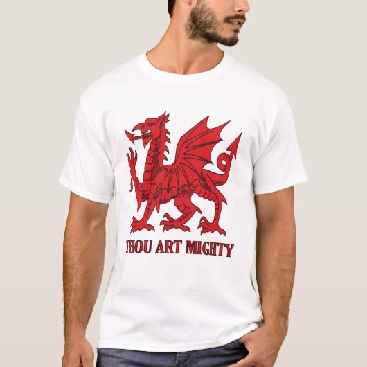 Thou Art Mighty Red Dragon Welsh Rugby T-shirt (Voorkant)