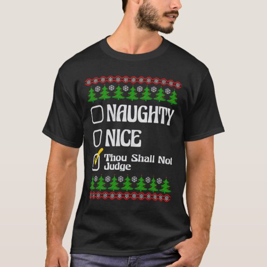 Thou Shall Not Judge Funny Stoute Nette Lijst Kers T-shirt (Voorkant)