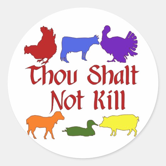 Thou Shalt niet vermoord Ronde Sticker (Voorkant)