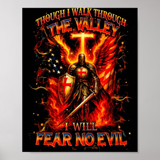 Though I Walk The Valley I Will Fear No Evil Quote Poster (Voorkant)