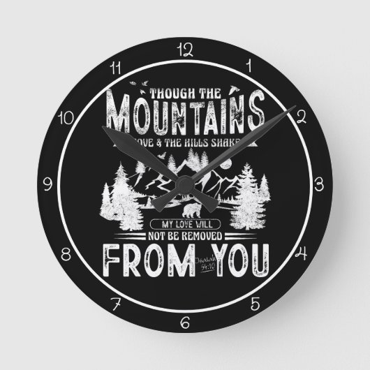 Though The Mountains Move Christian Art Ronde Klok (Voorkant)
