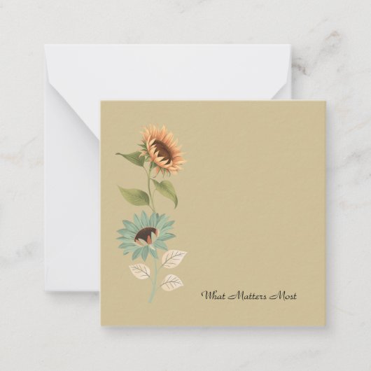 Thoughtful Floral Sunflower Flat Note Card Notitiekaartje (Voorkant)