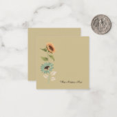 Thoughtful Floral Sunflower Flat Note Card Notitiekaartje (Voorkant / Achterkant in situ)