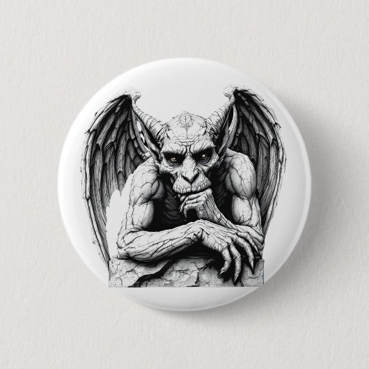 Thoughtful Gargoyle Ronde Button 5,7 Cm (Voorkant)