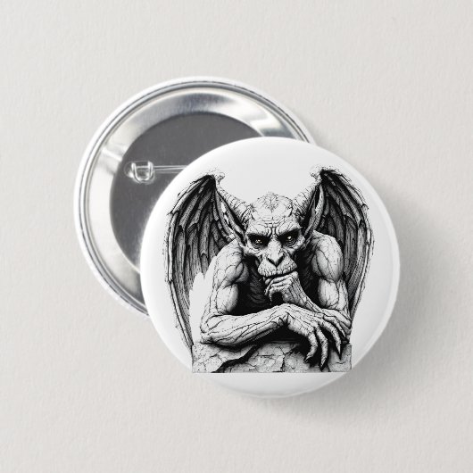 Thoughtful Gargoyle Ronde Button 5,7 Cm (Voorkant /achterkant)