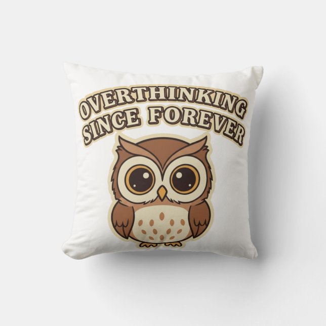 Thoughtful Retro Owl Square Comfort Pillow Kussen (Voorkant)