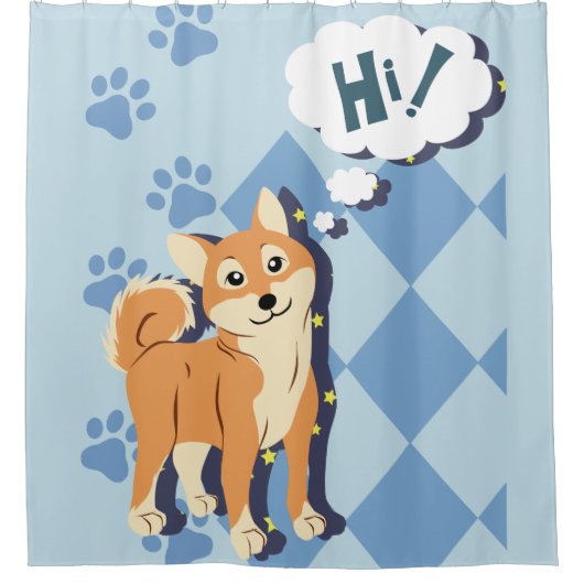 Thoughtful Shiba Inu Douchegordijn (Voorkant)