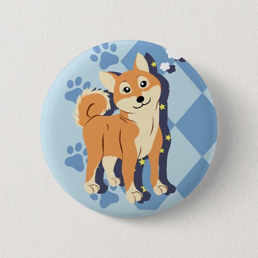 Thoughtful Shiba Inu Ronde Button 5,7 Cm (Voorkant)