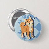 Thoughtful Shiba Inu Ronde Button 5,7 Cm (Voorkant /achterkant)