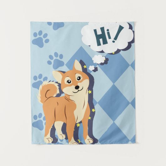 Thoughtful Shiba Inu Wandkleed (Voorkant)