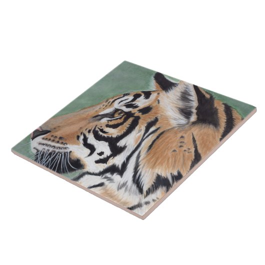Thoughtful Tiger Wall Tegel Table Trivet Tegeltje (Zijkant)