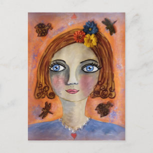 Thoughtful Whimsy Girl Briefkaart