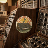 Thousands in Gear, One Note – Lustiger Synth Nerd Ronde Sticker