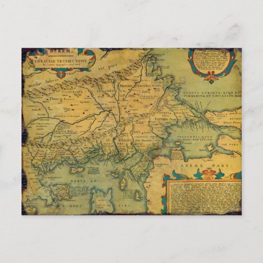 Thraciae Veteris Typvs Map door Abraham Ortelius Briefkaart (Voorkant)