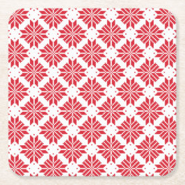 Thraditional Nordic Star Red en White Kartonnen Onderzetters