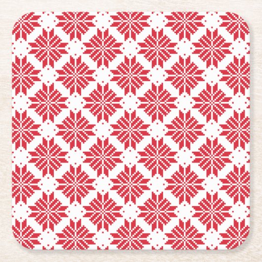 Thraditional Nordic Star Red en White Kartonnen Onderzetters (Voorkant)