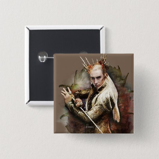 Thranduil met zwaard vierkante button 5,1 cm (Voorkant /achterkant)