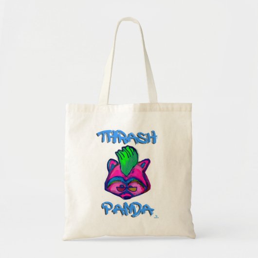 Thrash Panda Grappig Punk Racoon Cartoon Tote Bag (Voorkant)