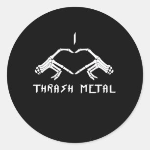 Thrash Skeleton Hands Heart Classic Ronde Sticker
