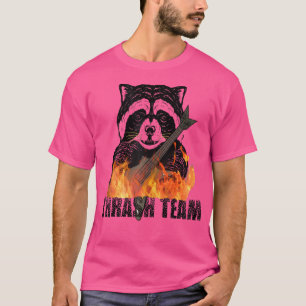 Thrash Team Funny Raccoon Zware Metalen Gitaar Spe T-shirt