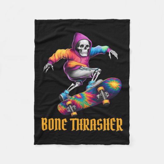 Thrasher Skeleton Halloween kostuum Fleece Deken (Voorkant)