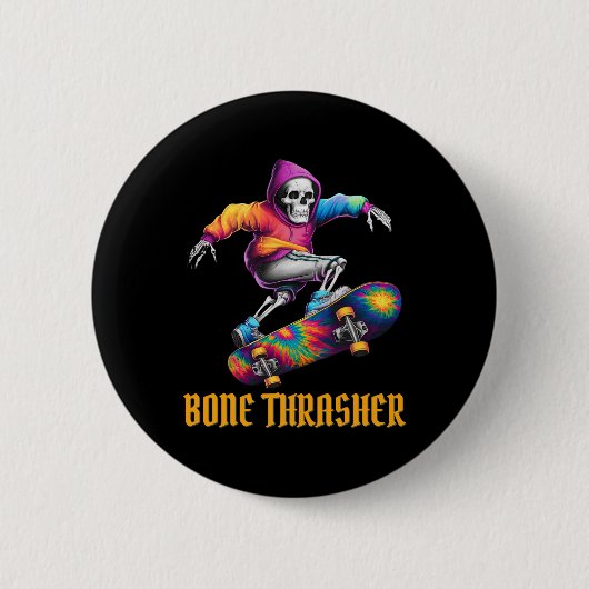 Thrasher Skeleton Halloween kostuum Ronde Button 5,7 Cm (Voorkant)
