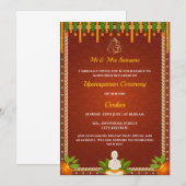 Thread Ceremony Invitation, Upanayaanse Kaart (Voorkant / Achterkant)