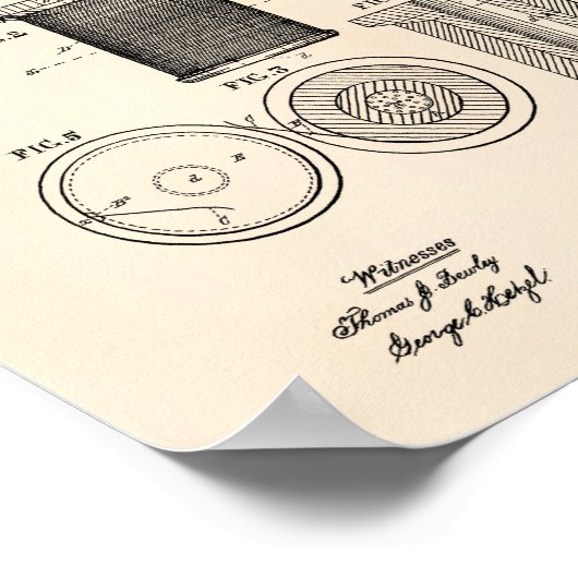 Thread Spool 1877 Patent Art Old Peper Poster (Hoek)