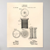 Thread Spool 1877 Patent Art Old Peper Poster (Voorkant)